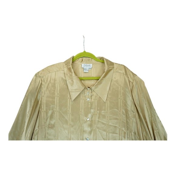 NWT Jacobson's Women's Size 24W Button Up Long Sleeve 100% Silk Shirt Gold VTG - Picture 6 of 9